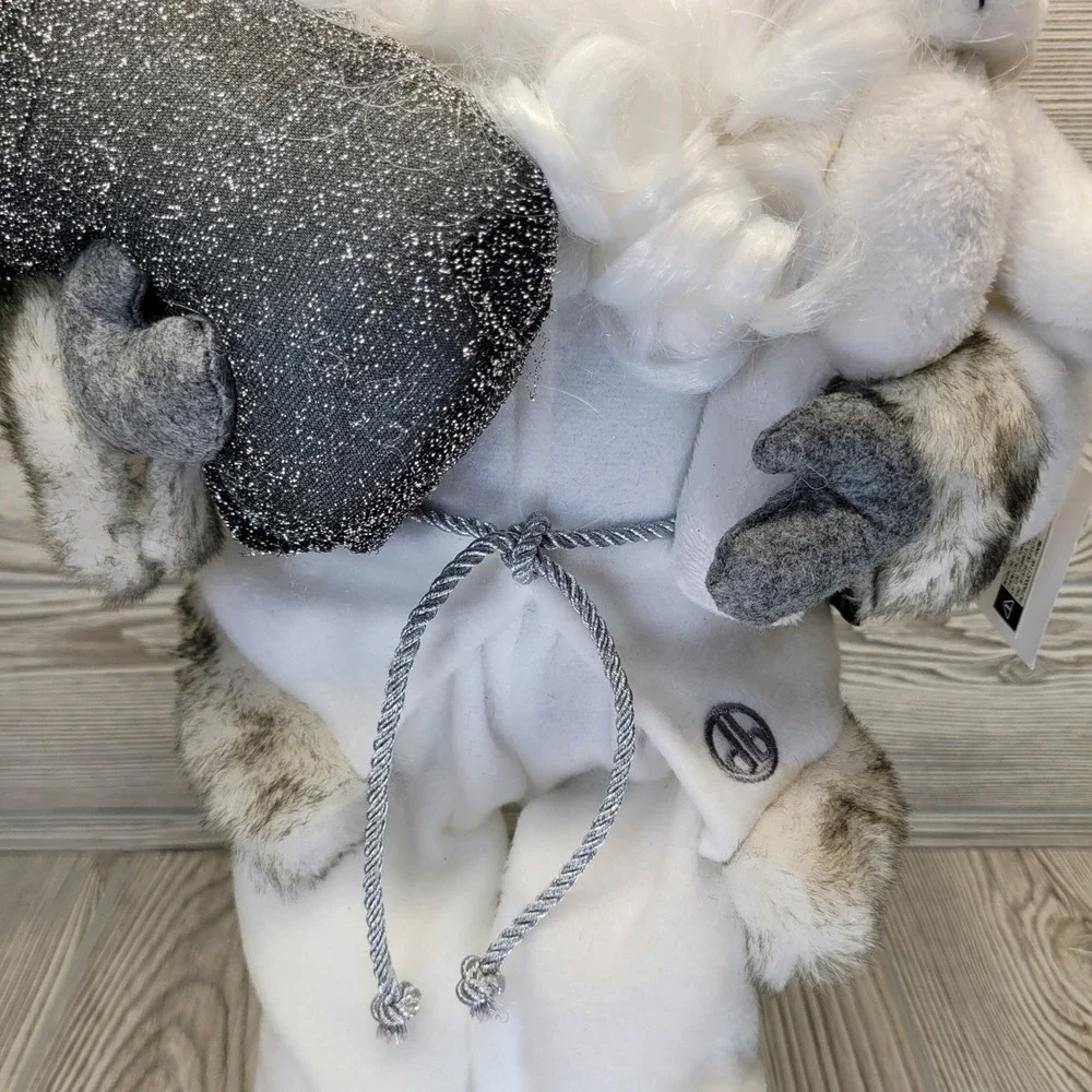 Dennis Basso Home Sitting Santa Christmas Winter White Woodland‎ Rustic Faux Fur